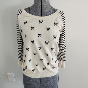 Women's Black and White Bow Sweater